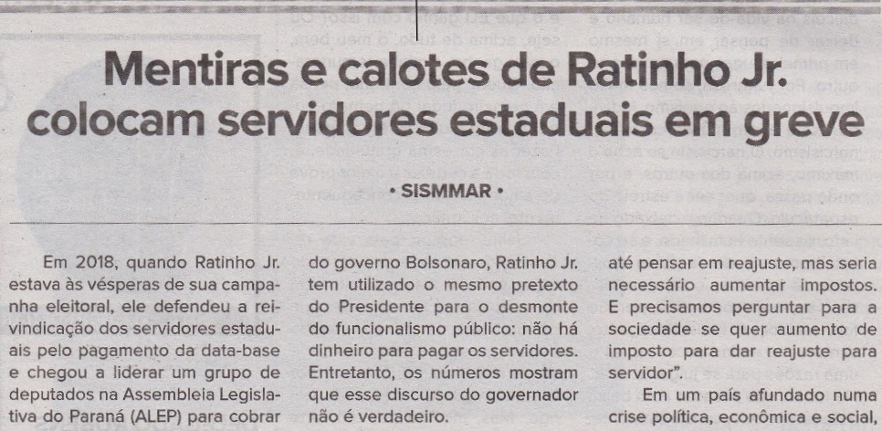 Ratinho Jr. greve