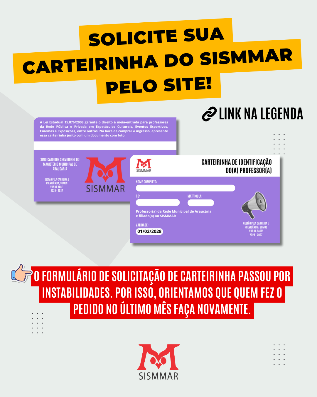 carteirinha do SISMMAR