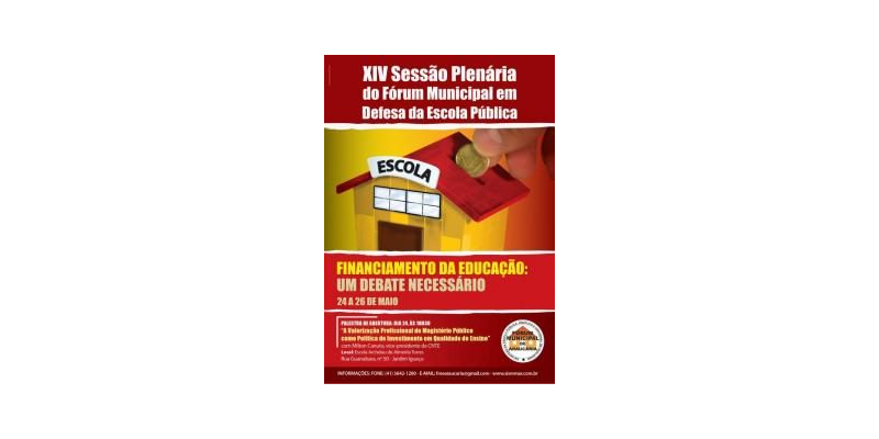 Cartaz XIV Sessão do Fórum Municipal em Defesa da Escola Pública